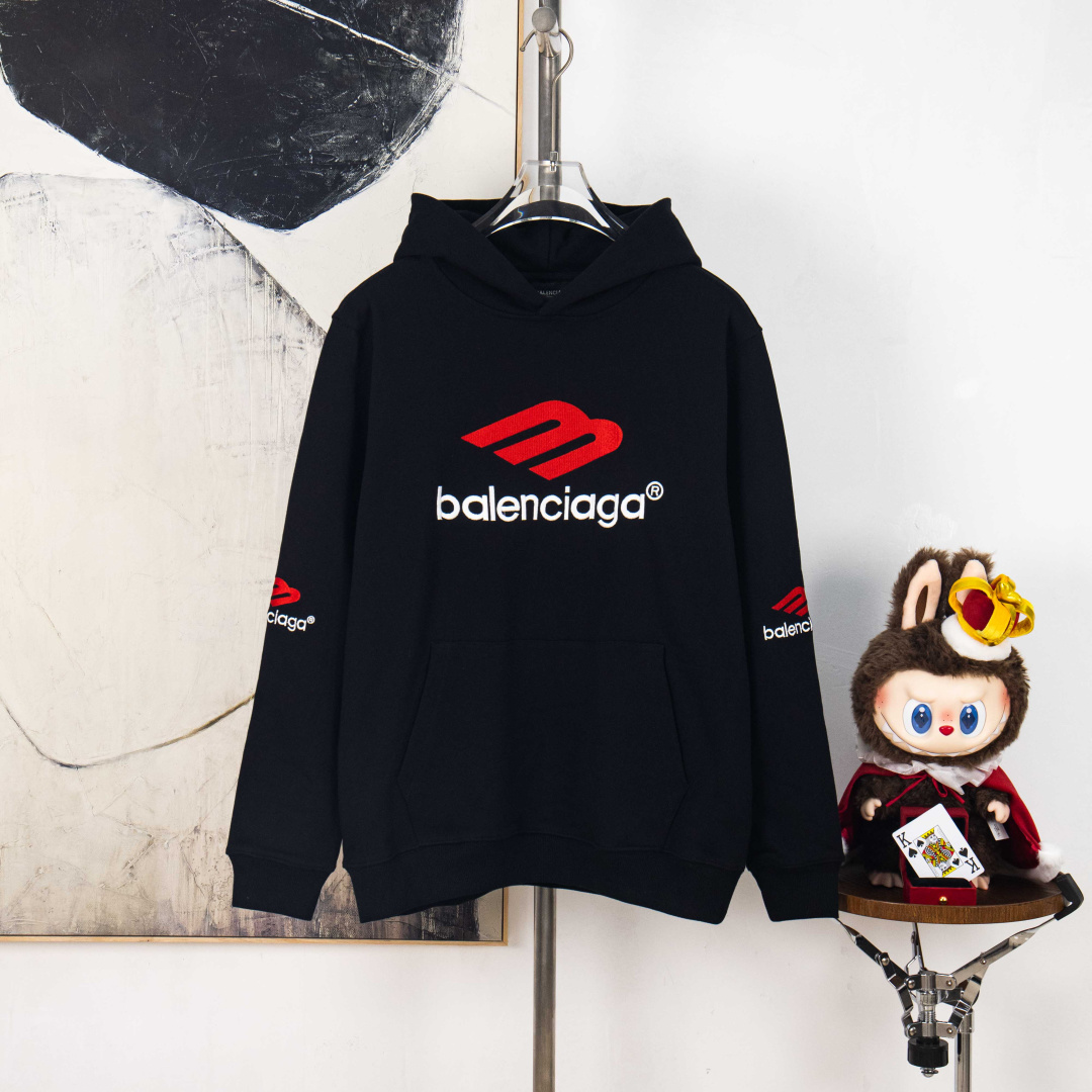 P155 versión zp [suministro exclusivo] Sudadera con capucha y cordón de Balenciaga París con bordado de logo …