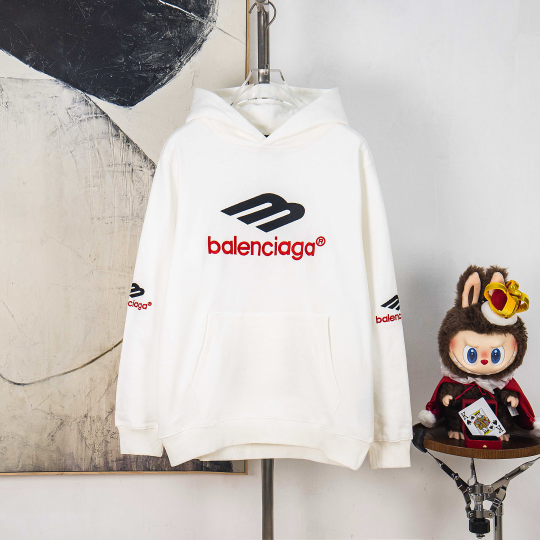 P155 versión zp [suministro exclusivo] Sudadera con capucha y cordón de Balenciaga París con bordado de logo de letras …