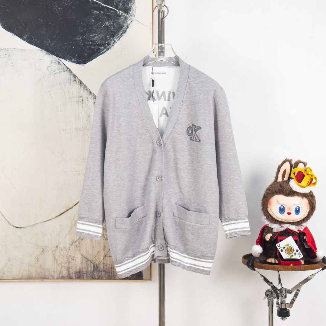Cárdigan Clásico Calvin Klein con Bordado Calado para Mujer y Hombre