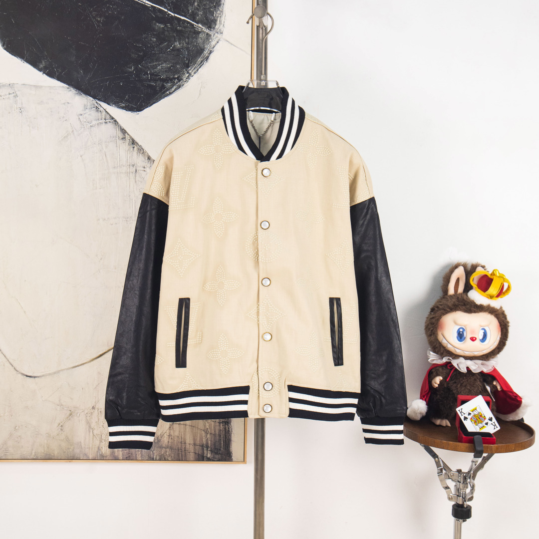 Versión P270 zp [suministro exclusivo] Chaqueta de béisbol con patchwork de perlas para presbicia de Louis Vuitton Reco…