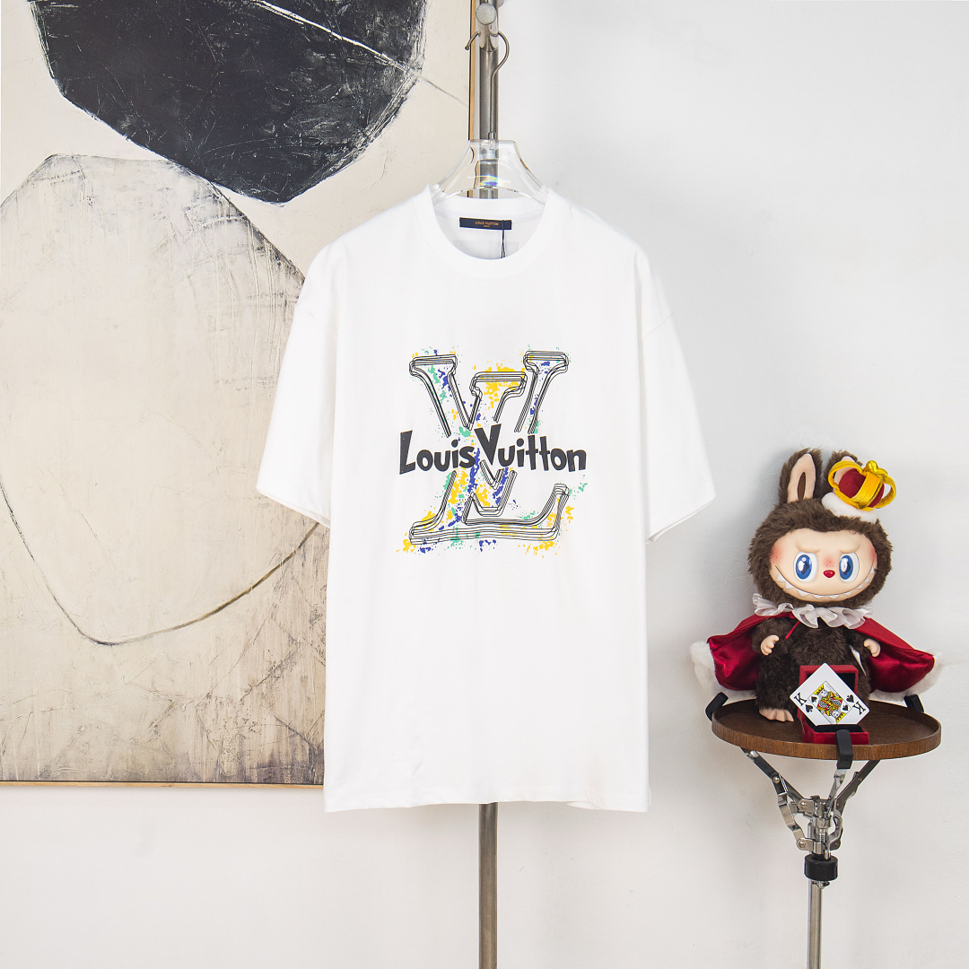 zp versión [suministro exclusivo] Louis Vuitton / Louis Vuitton camiseta de manga corta con cuello redondo de alta cali…
