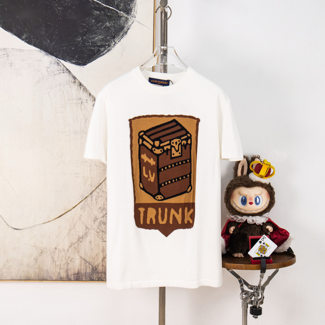 P160 versión zp [suministro exclusivo] LOUIS VUITTON camiseta de punto de manga corta con jacquard de flores y cuadros.…