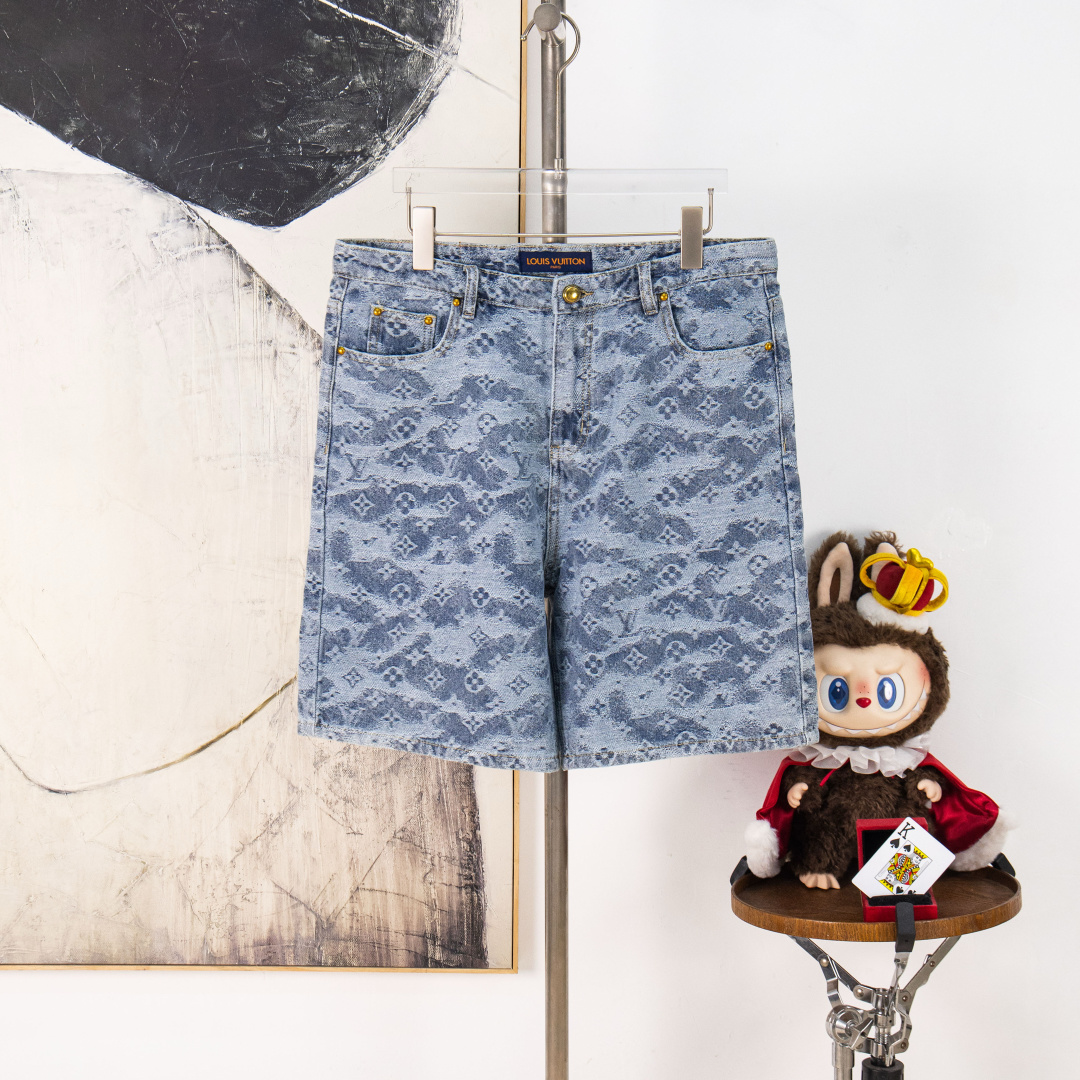Versión P105 zp [suministro exclusivo] conjunto Louis Vuitton/Louis Vuitton 2026SS pantalones cortos de mezclilla jacqu…