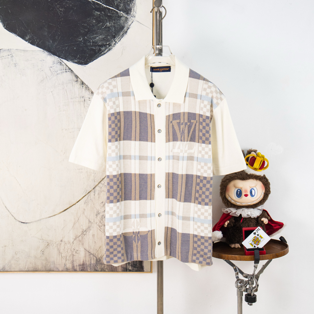 P165 versión zp [suministro exclusivo] Camisa de manga corta con jacquard de cuadros LOUIS VUITTON 26SS, comprada origi…