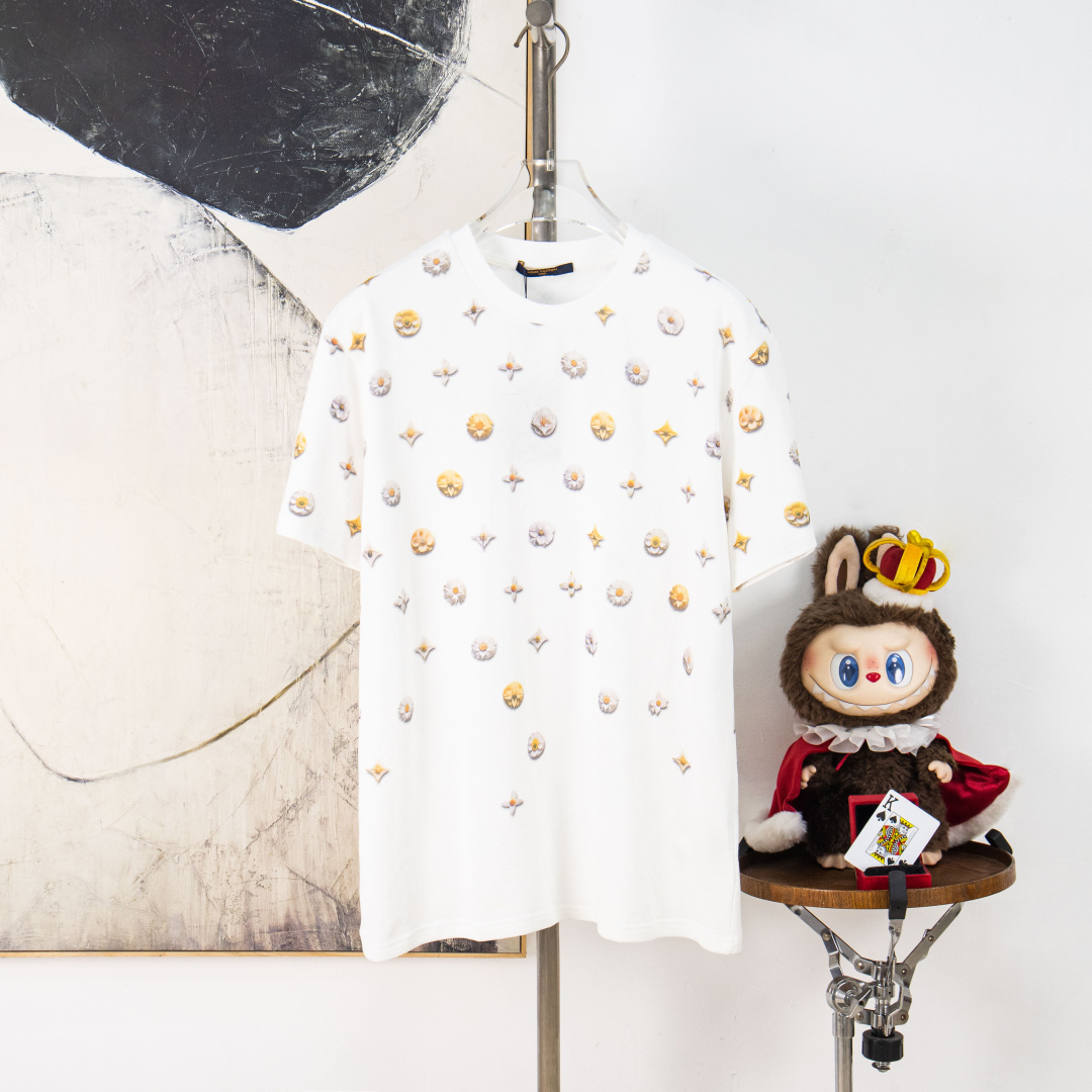 P120 versión zp [suministro exclusivo] LV/Louis Vuitton camiseta de manga corta con estampado de margaritas y Monograma…