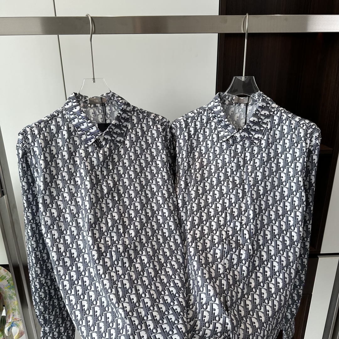 Dior Oblique Print Long Sleeve Shirt, Summer Collection - Unisex Style 7 cmp i1744872824725 9929 0 5
