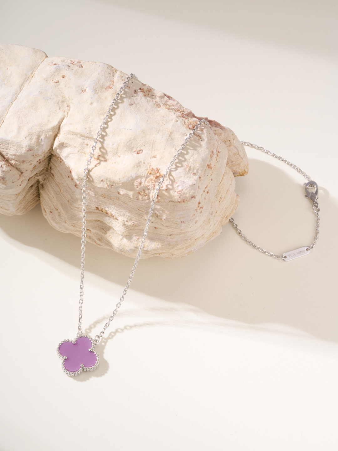 Elegant Clover Pendant Necklace in Silver with Purple Resin Charm, 38-42cm 5 cmp i1747934978700 5933 0 5