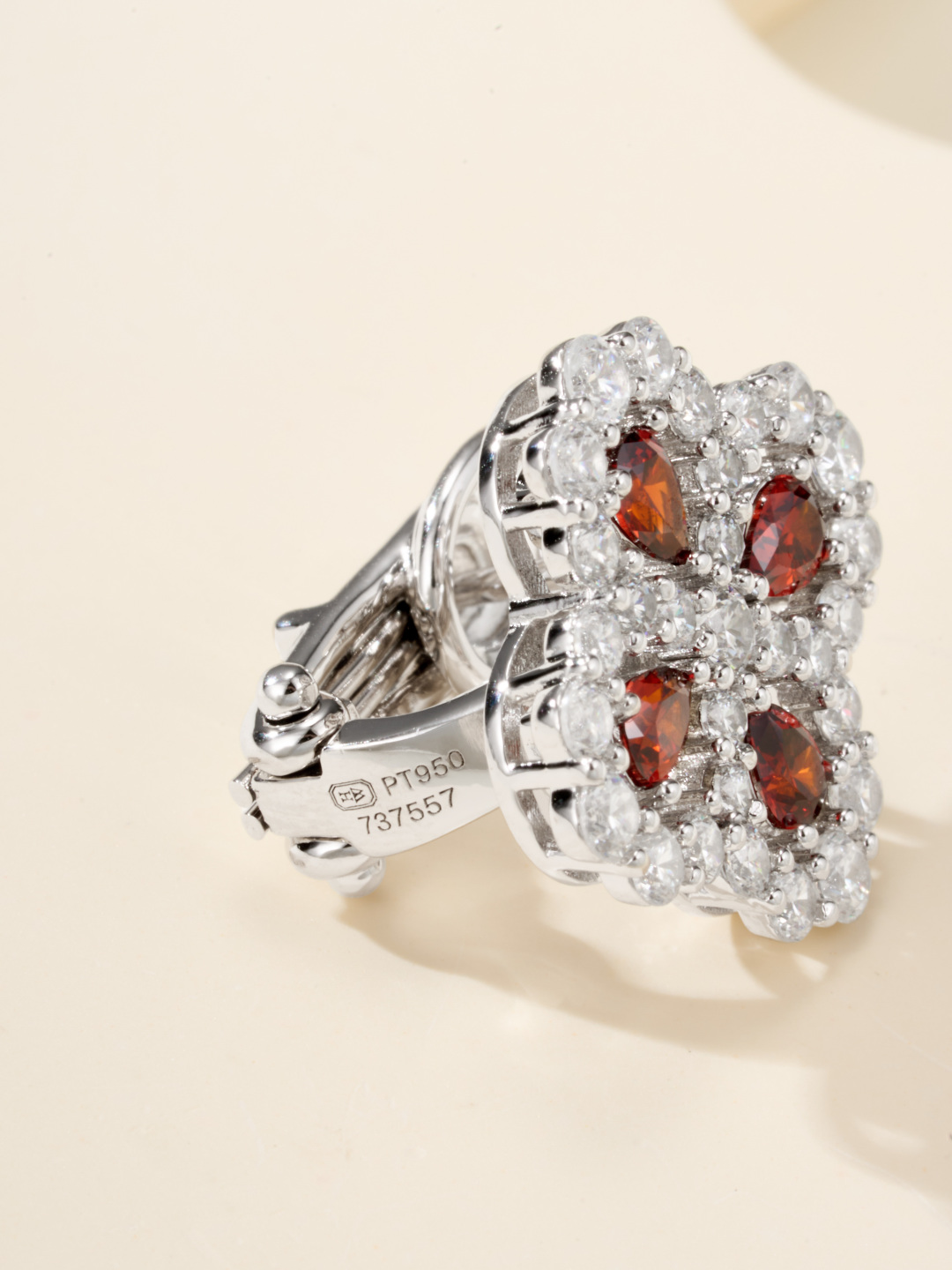 Harry Winston Loop Earrings, Floral Design with Red and White Gemstones 9 cmp i1755765743366 9609 0 4