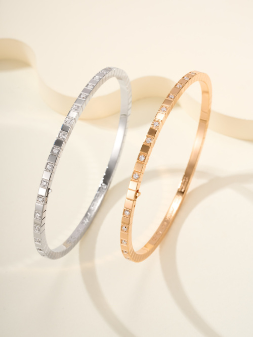 Chopard Ice Cube Diamond Bangle Bracelet, Size 17, Rose Gold & White Gold 1 Chopard Ice Cube Diamond Bangle Bracelet, Size 17, Rose Gold & White Gold