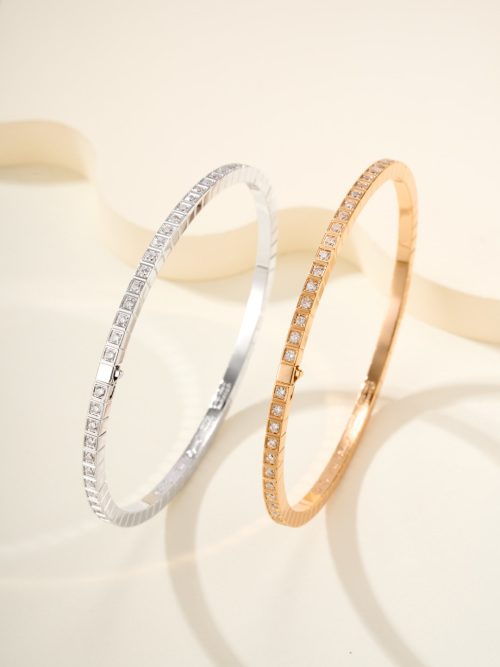 Chopard Ice Cube Bangle with Diamonds, Size 17 - Rose Gold and White Gold 1 Chopard Ice Cube Bangle with Diamonds, Size 17 - Rose Gold and White Gold