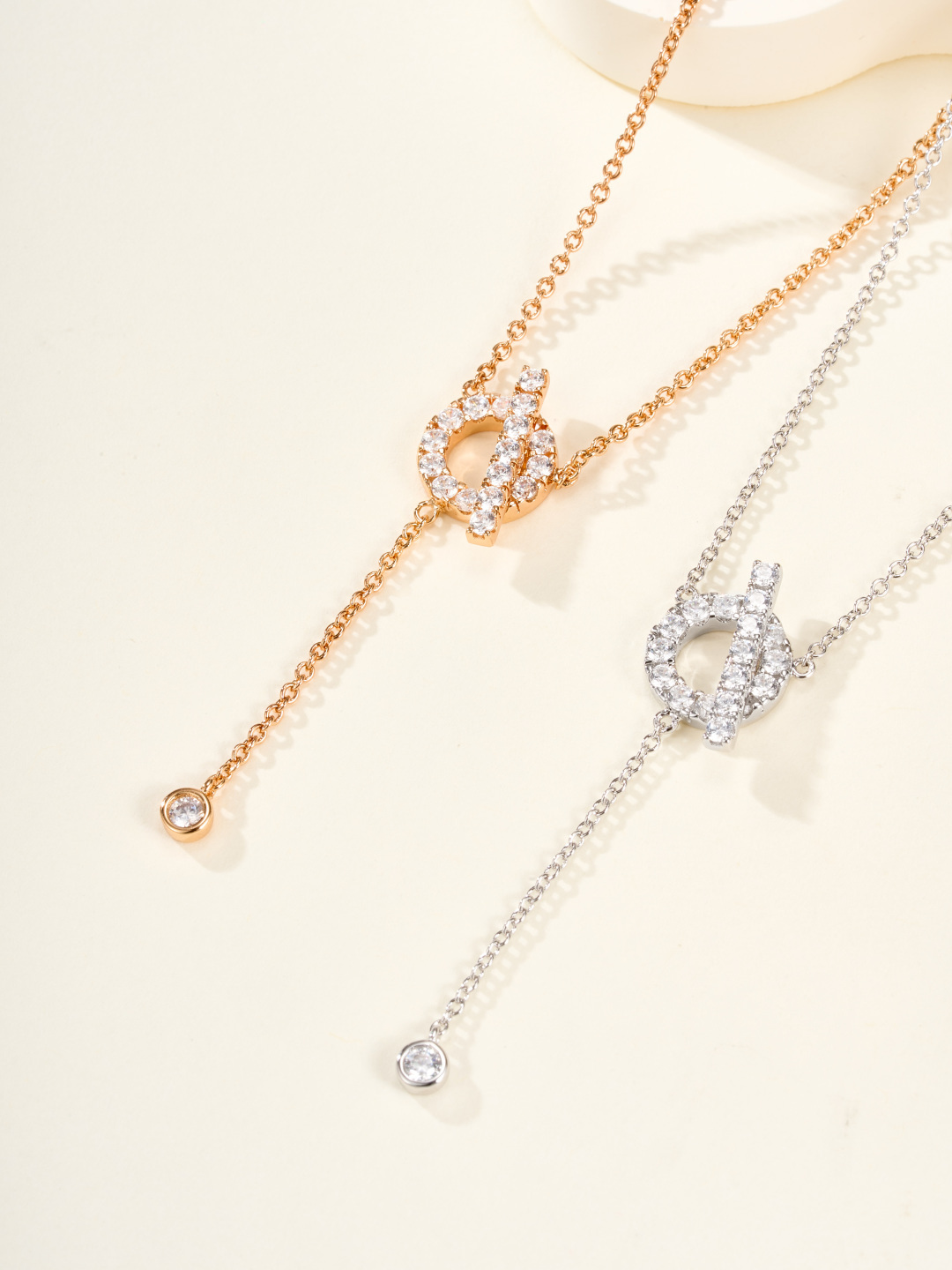 HERMES Finesse Necklace Rose Gold Diamond Y-Shape
