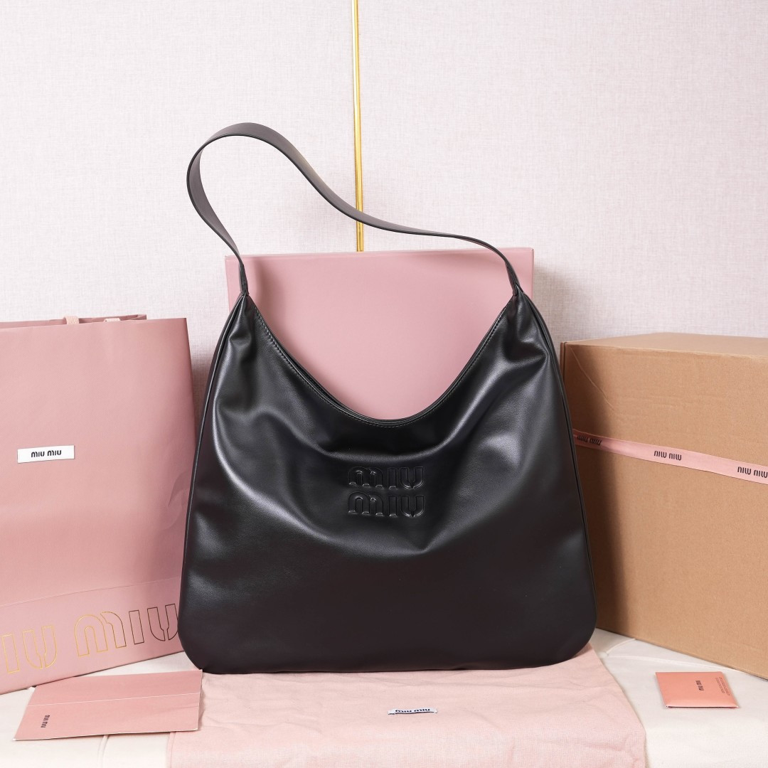 Hobo Shoulder Bag Embossed Logo Lining