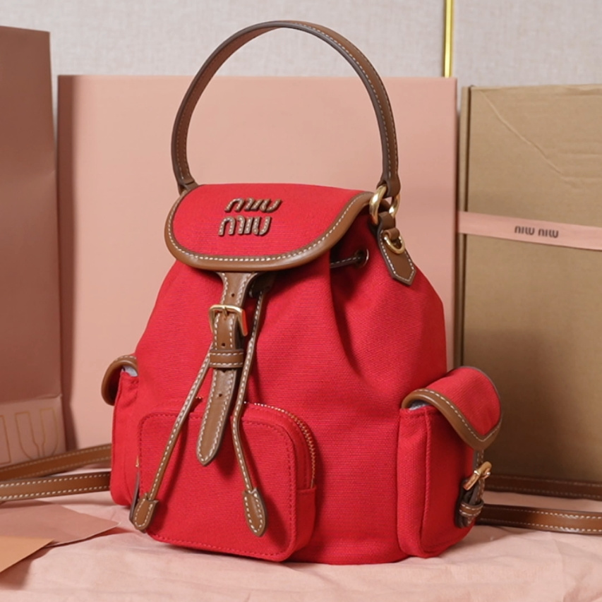 Miu Miu 5BZ043 miumiu matching counter hot sale miumiu matching counter hot selling matching version counter hot selling new college style backpa