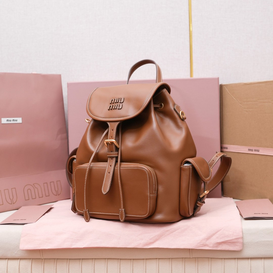 Miu Miu Style White Leather Backpack Lookbook Reference image 2