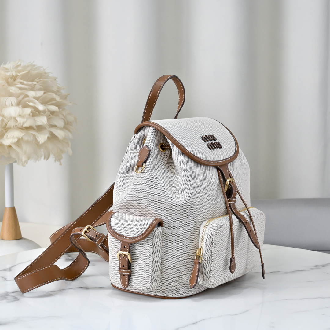 Miu Miu Style White Leather Backpack Lookbook Reference image 2