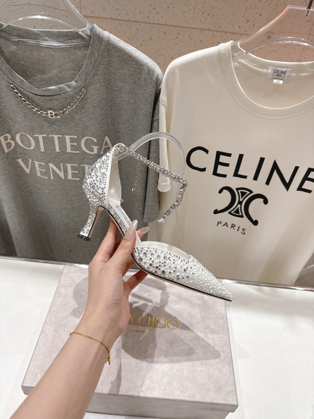 高版本出厂
  JIMMY CHOO*｜JC/吉米周2025ss春夏新款简约尖头链条烫钻高跟鞋单鞋

原