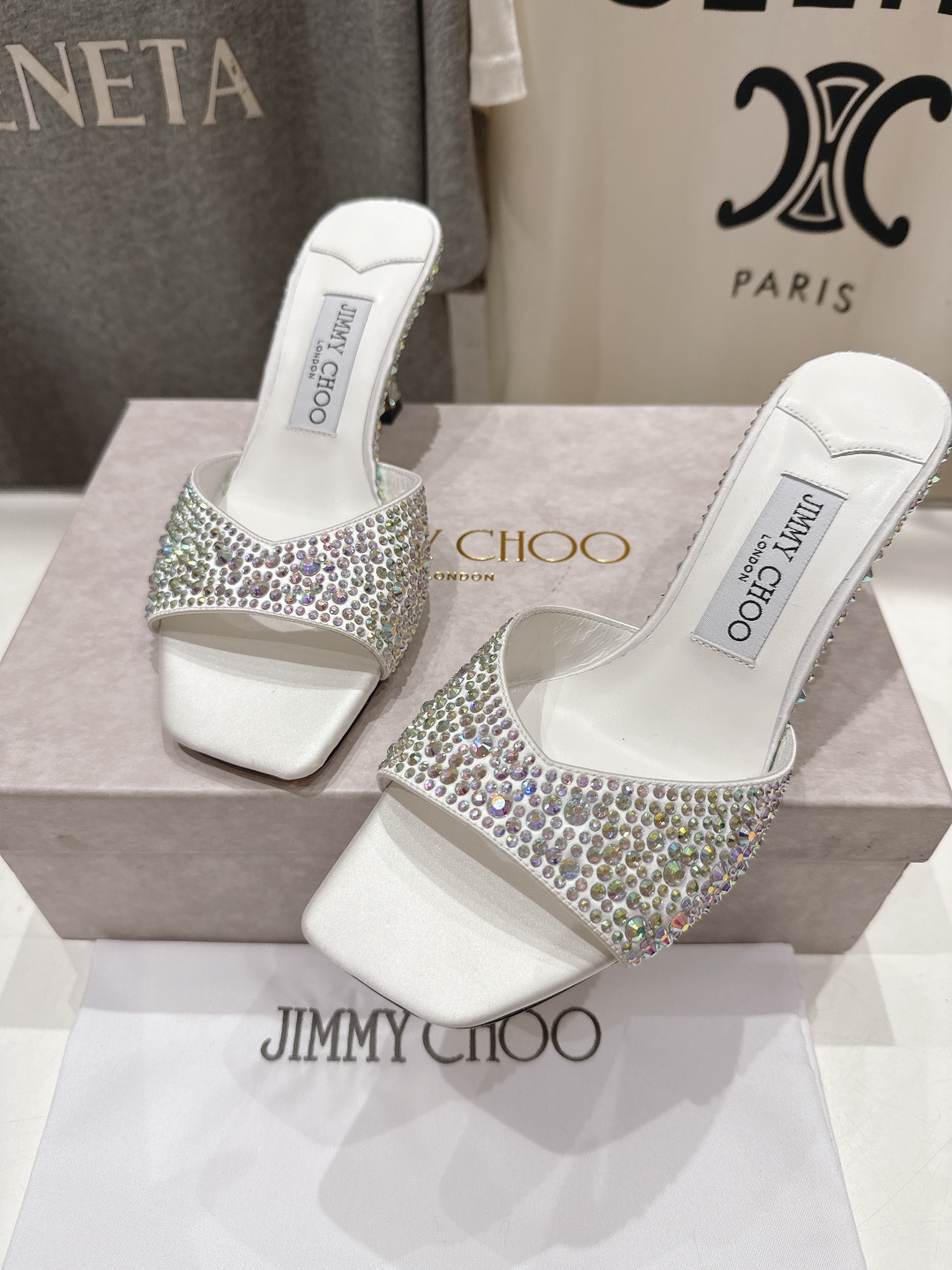 高版本出厂
  JIMMY CHOO*｜JC/吉米周2025ss春夏新款简约烫钻高跟鞋拖鞋

原版套楦，