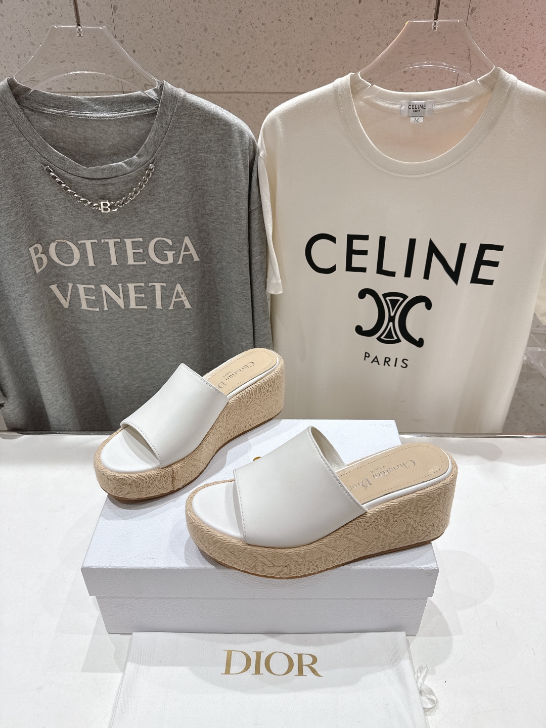 Dior White Leather Wedge Sandals, Women's Summer 2025 Collection 1 Dior White Leather Wedge Sandals, Women's Summer 2025 Collection