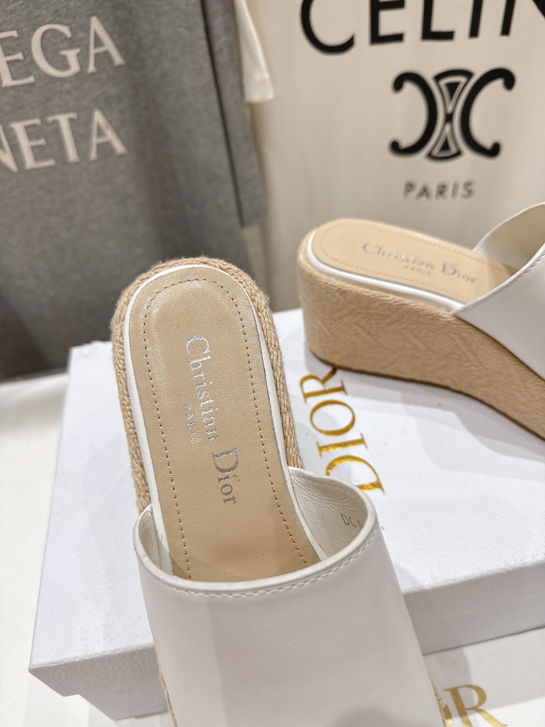 Dior White Leather Wedge Sandals, Women's Summer 2025 Collection 7 cmp a1745068211693 7718