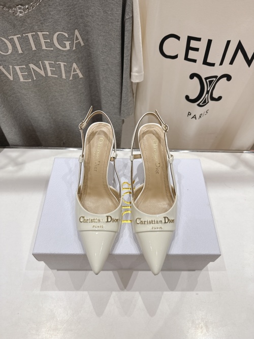 Dior Slingback Pumps, 8 cm Heel, Pointed Toe, Leather, Women Shoes, White 1 Dior Slingback Pumps, 8 cm Heel, Pointed Toe, Leather, Women Shoes, White