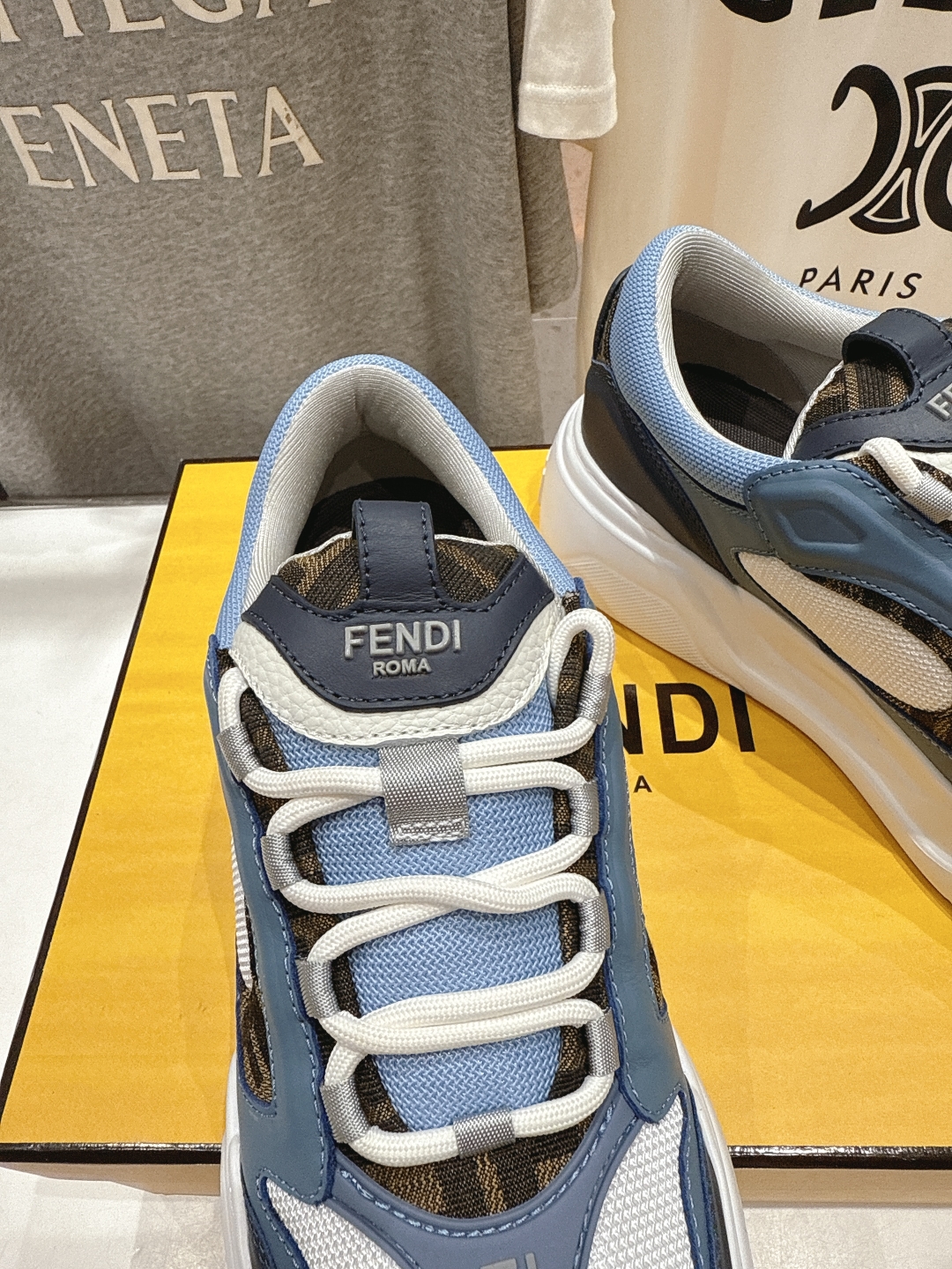 高版本出厂  只有男款
 Fendi/芬迪2025ss新款 First 1系列网面系带厚底男士休闲运动鞋