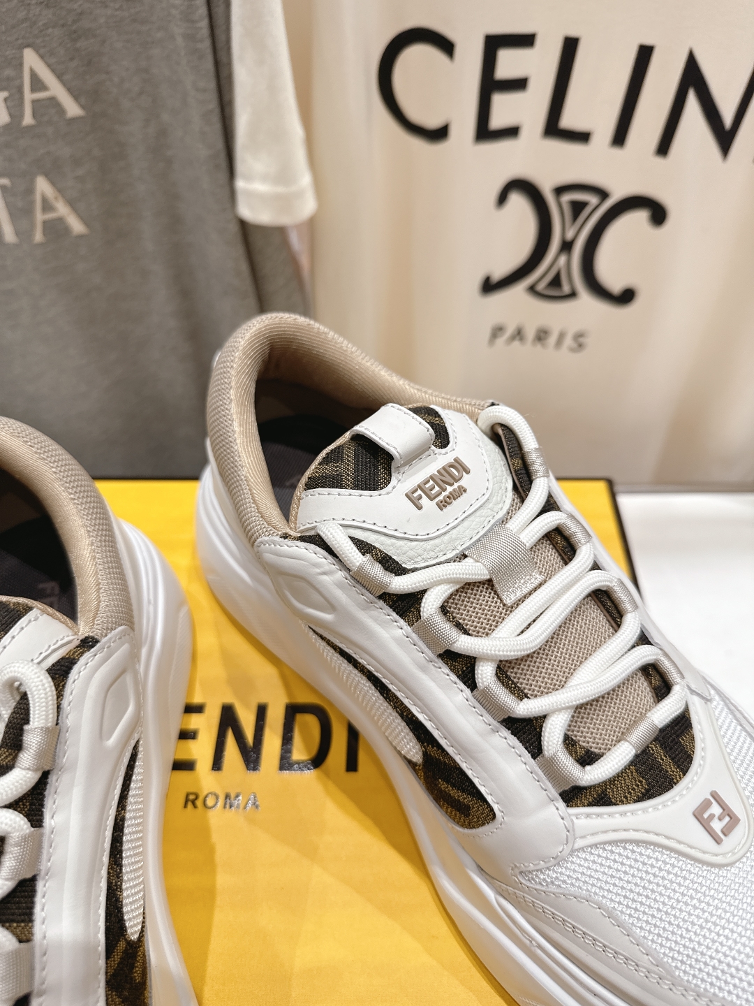 高版本出厂  只有男款
 Fendi/芬迪2025ss新款 First 1系列网面系带厚底男士休闲运动鞋