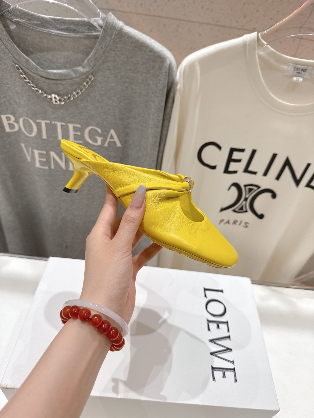 高版本出厂  高跟   
 LOEWE罗意威2025ss新款超软超舒适高跟半拖玛丽珍乐福鞋芭蕾舞鞋，国外