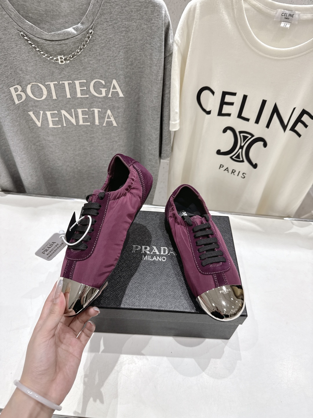 高版本出厂 
  Prada*普拉达P家25ssfw～new新款系带玛丽珍休闲鞋芭蕾舞鞋，低调奢华懒人鞋