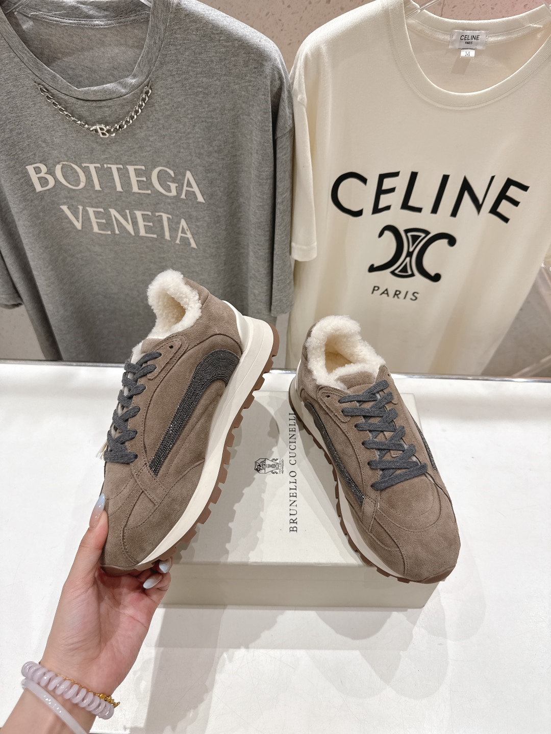 高版本出厂 毛里 Brunello Cucinelli 新款BC秋冬羊毛里厚底休闲运动鞋，市场高版本BC