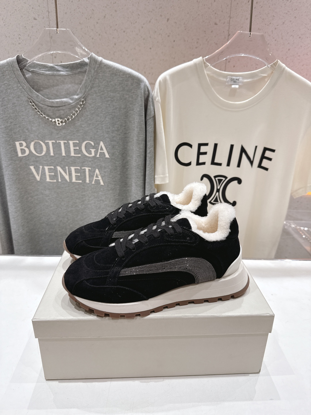 高版本出厂 毛里 Brunello Cucinelli 新款BC秋冬羊毛里厚底休闲运动鞋，市场高版本BC