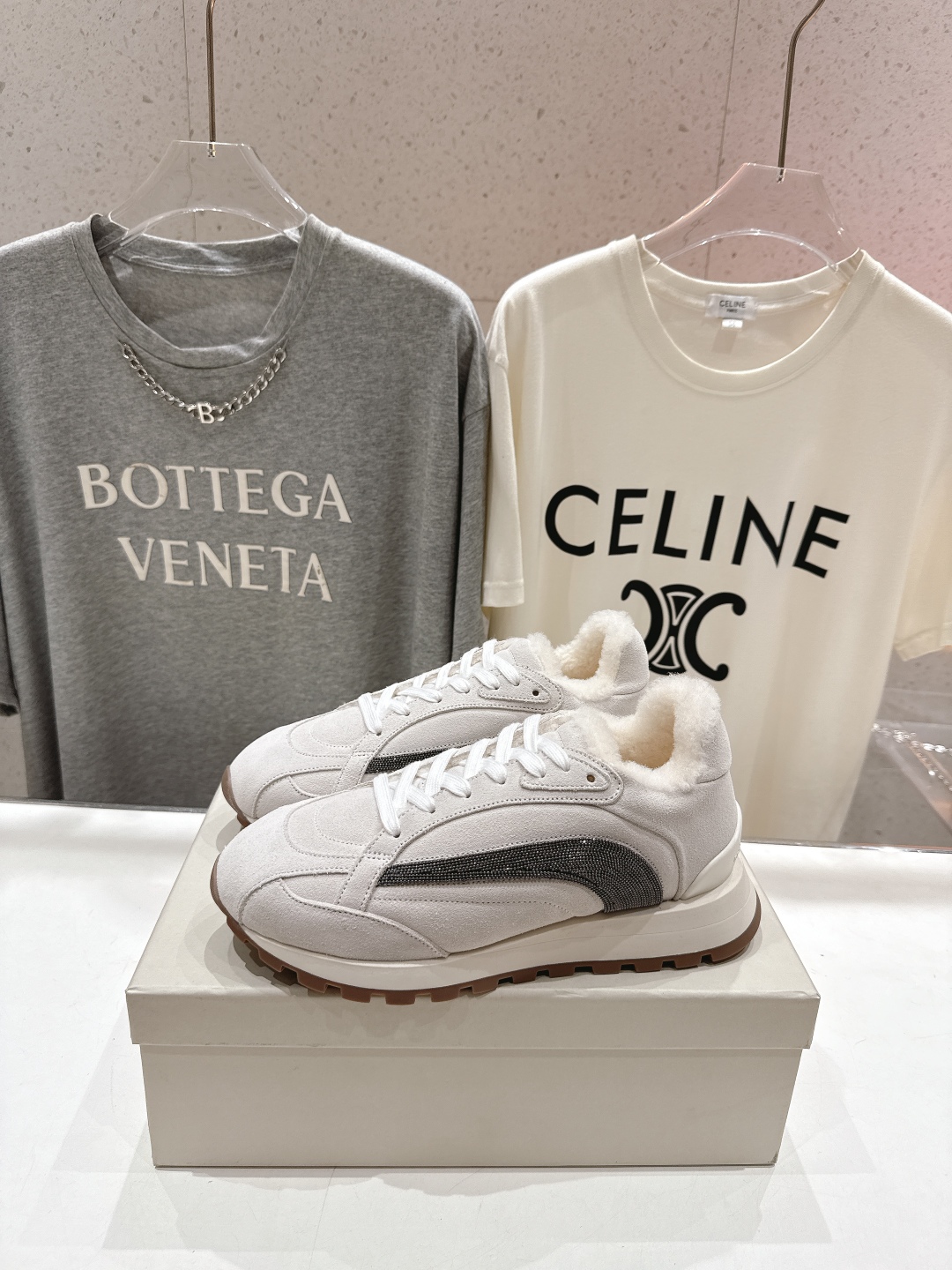 高版本出厂 毛里 Brunello Cucinelli 新款BC秋冬羊毛里厚底休闲运动鞋，市场高版本BC
