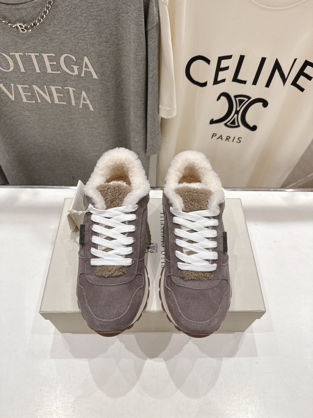 高版本出厂 毛里 Brunello Cucinelli 新款BC秋冬羊毛里厚底休闲运动鞋，市场高版本BC