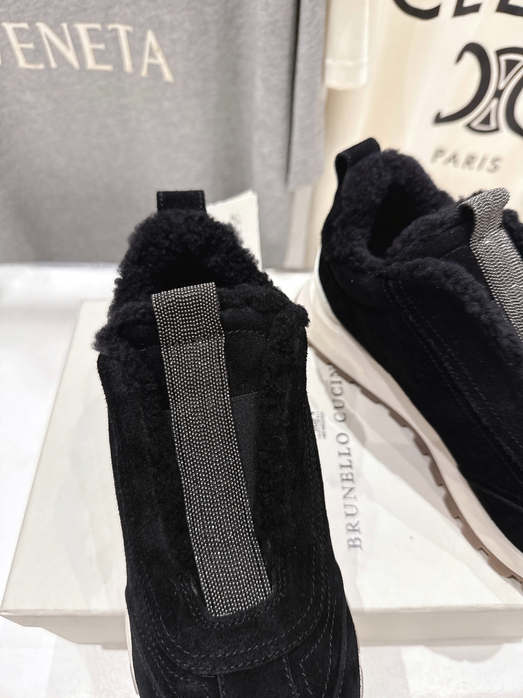 高版本出厂 毛里 Brunello Cucinelli 新款BC秋冬羊毛里厚底休闲运动鞋,市场高版本BC