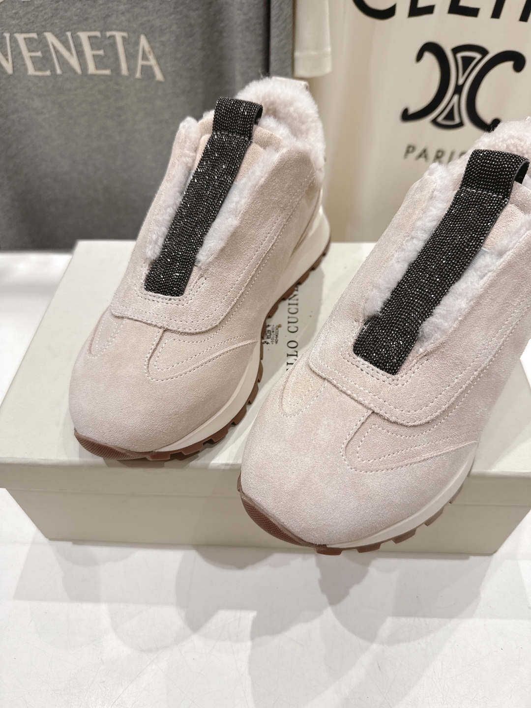 高版本出厂 毛里 Brunello Cucinelli 新款BC秋冬羊毛里厚底休闲运动鞋，市场高版本BC
