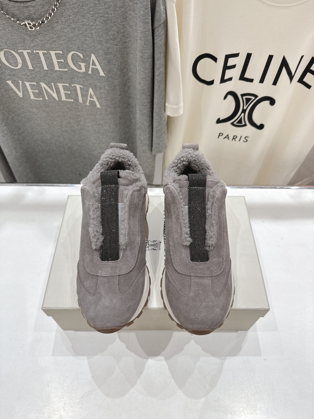 高版本出厂 毛里 Brunello Cucinelli 新款BC秋冬羊毛里厚底休闲运动鞋，市场高版本BC