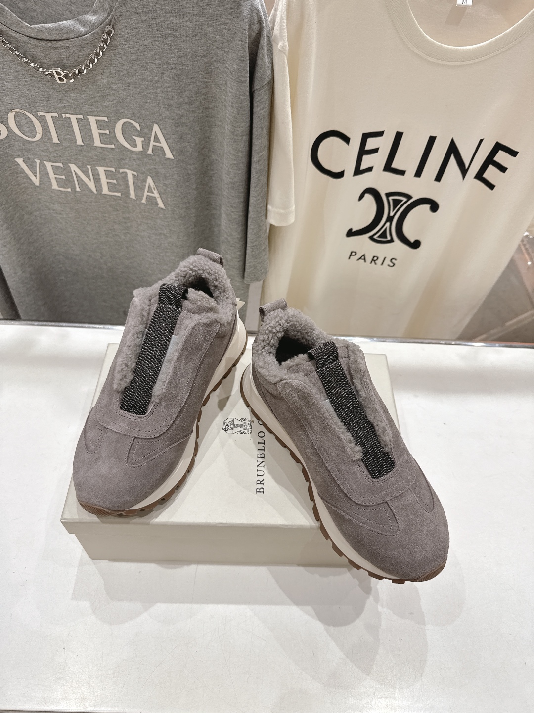 高版本出厂 毛里 Brunello Cucinelli 新款BC秋冬羊毛里厚底休闲运动鞋，市场高版本BC