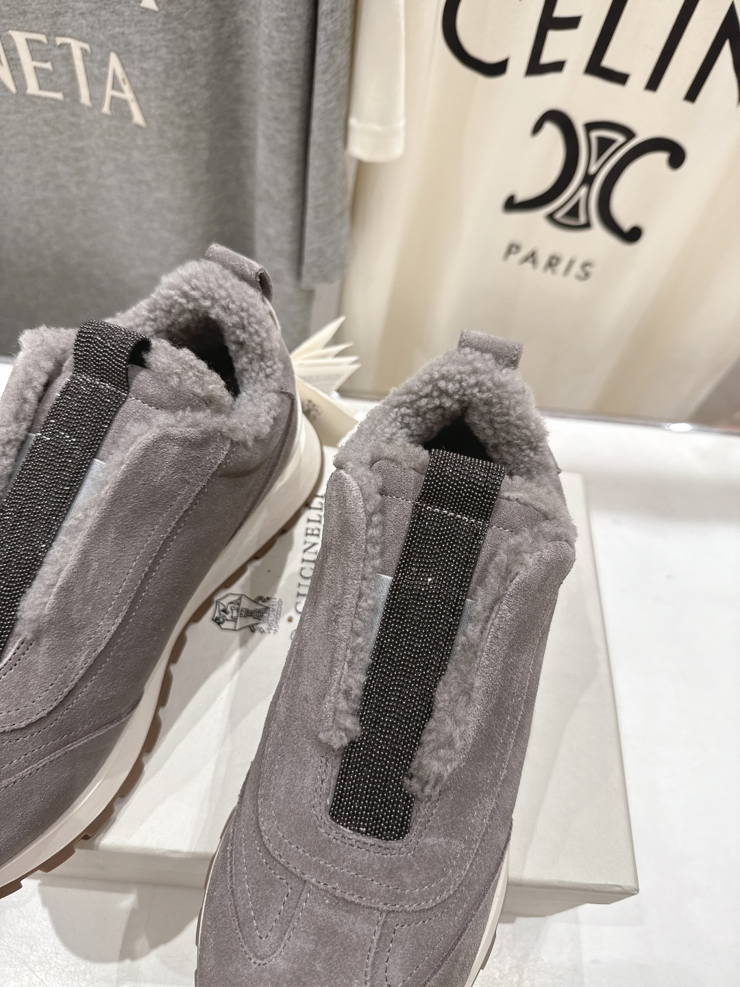 高版本出厂 毛里 Brunello Cucinelli 新款BC秋冬羊毛里厚底休闲运动鞋，市场高版本BC