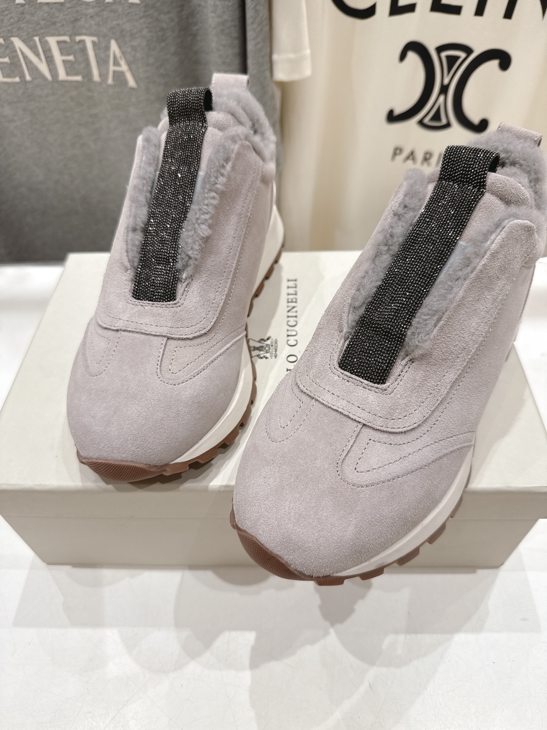 高版本出厂 毛里 Brunello Cucinelli 新款BC秋冬羊毛里厚底休闲运动鞋，市场高版本BC