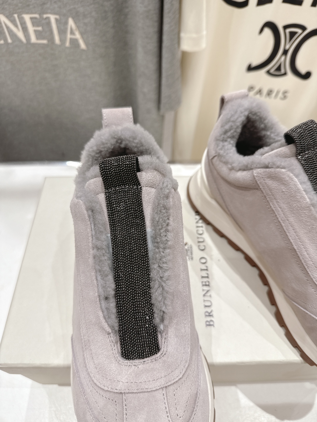 高版本出厂 毛里 Brunello Cucinelli 新款BC秋冬羊毛里厚底休闲运动鞋，市场高版本BC