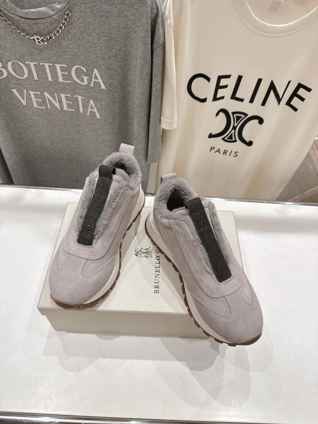 高版本出厂 毛里 Brunello Cucinelli 新款BC秋冬羊毛里厚底休闲运动鞋，市场高版本BC