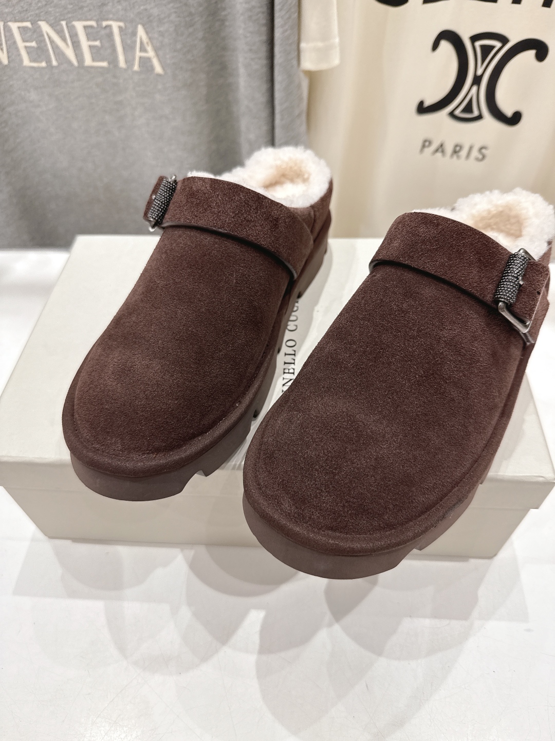 高版本出厂 Brunello Cucinelli 新款BC秋冬半包毛毛拖鞋，市场高版本BC是意大利知名品