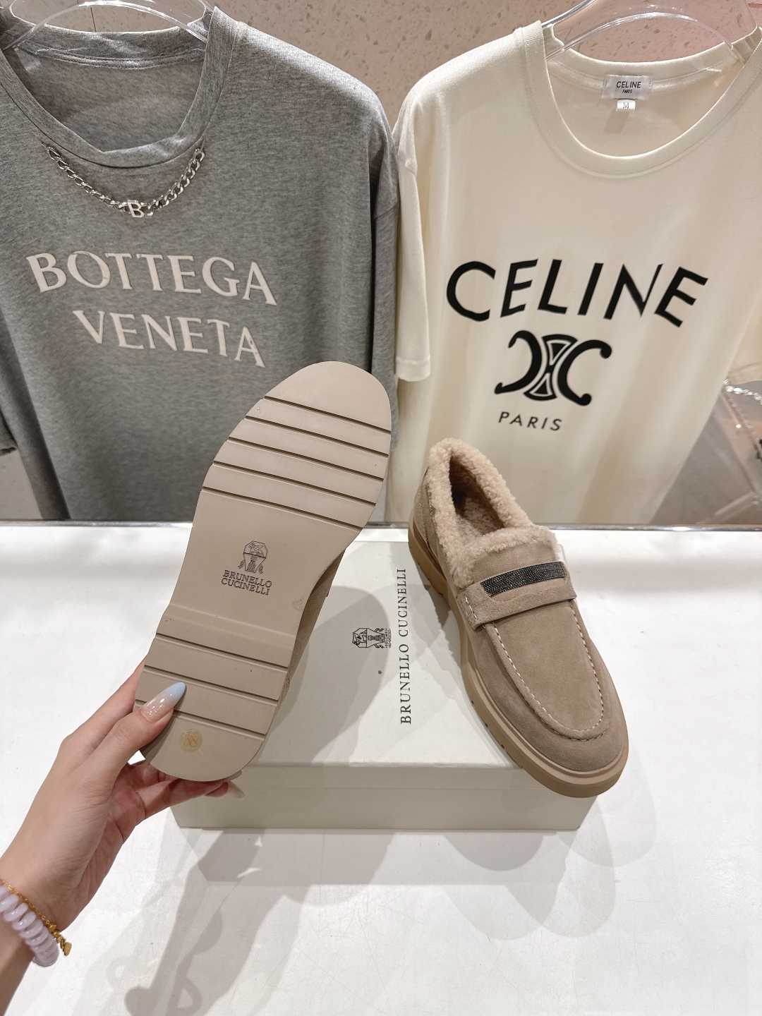 高版本出厂 毛里 Brunello Cucinelli 新款BC秋冬新款羊毛里一脚蹬乐福鞋休闲鞋，市场高