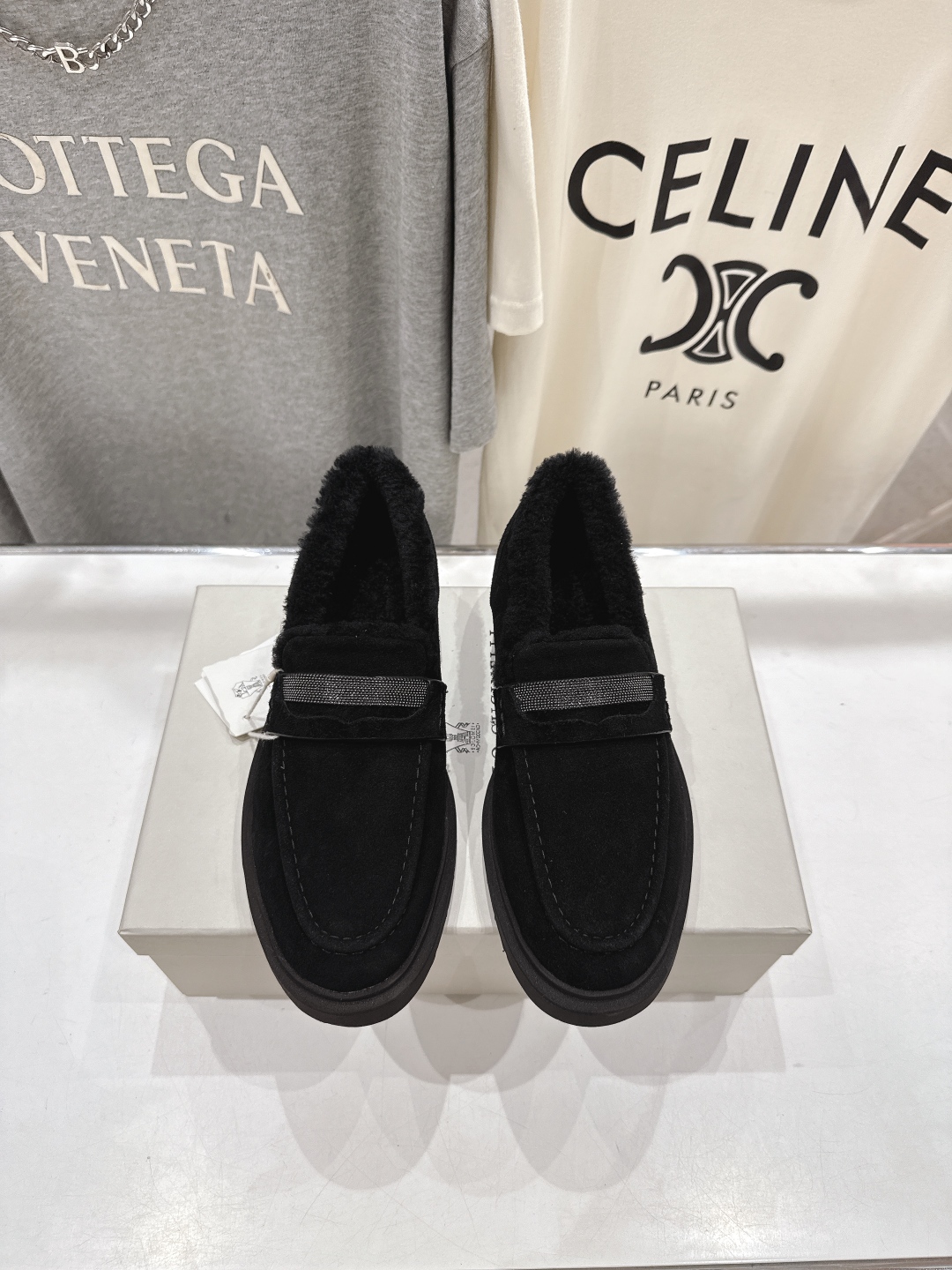 高版本出厂 毛里 Brunello Cucinelli 新款BC秋冬新款羊毛里一脚蹬乐福鞋休闲鞋，市场高