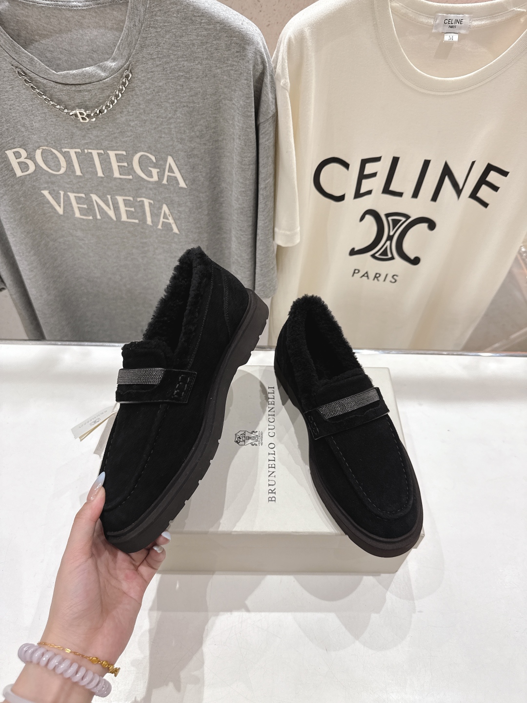 高版本出厂 毛里 Brunello Cucinelli 新款BC秋冬新款羊毛里一脚蹬乐福鞋休闲鞋，市场高