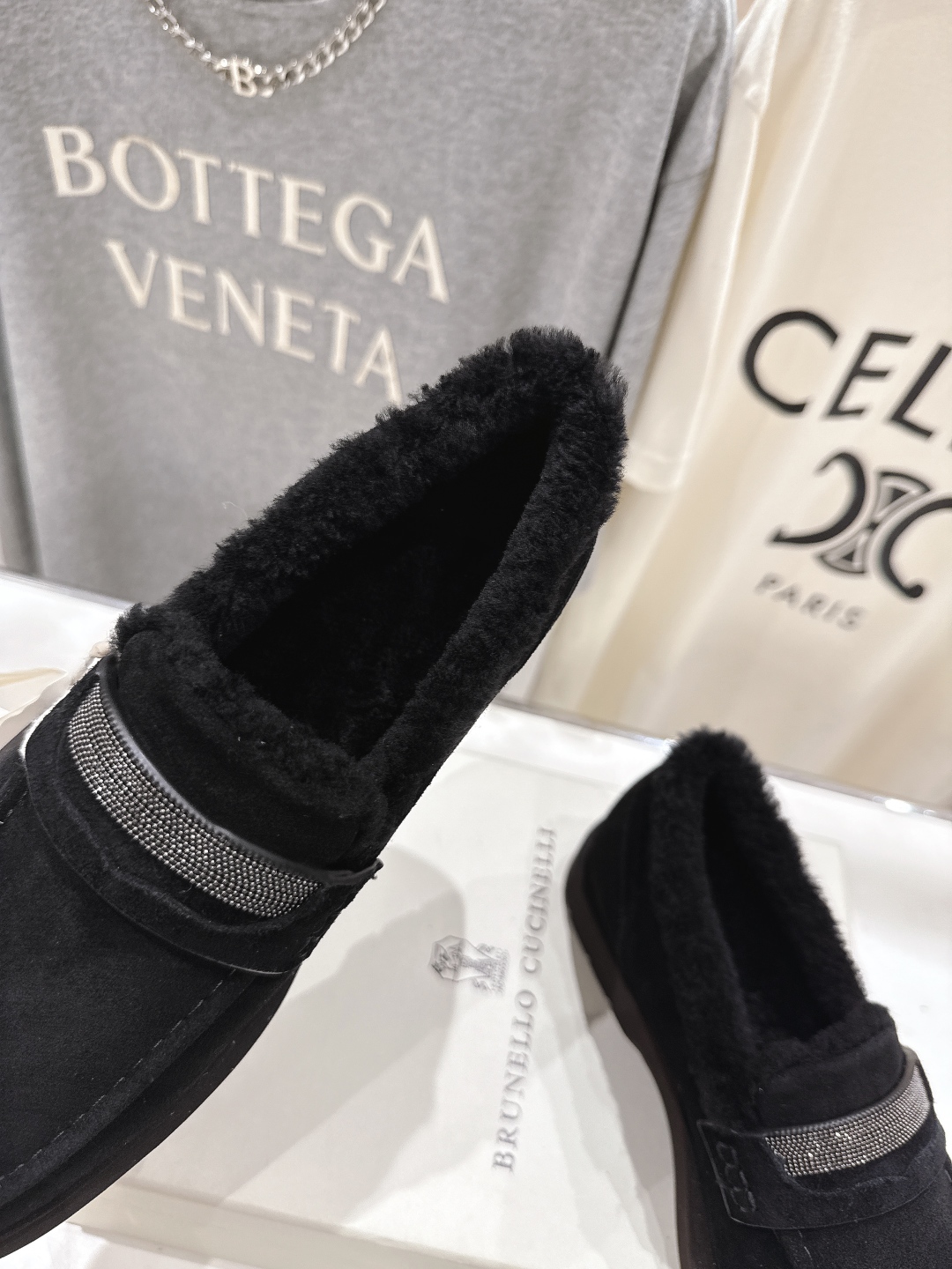 高版本出厂 毛里 Brunello Cucinelli 新款BC秋冬新款羊毛里一脚蹬乐福鞋休闲鞋，市场高