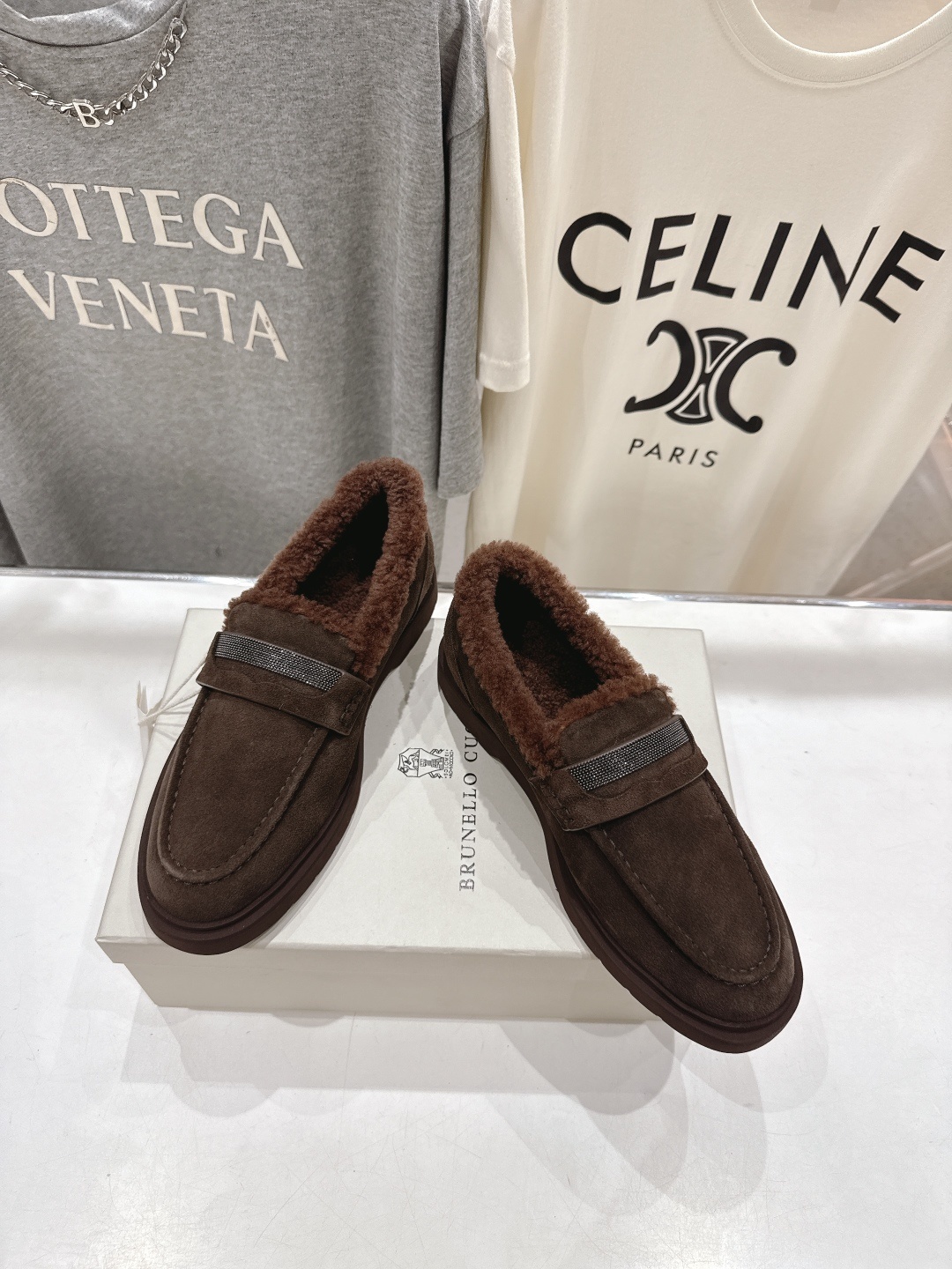高版本出厂 毛里 Brunello Cucinelli 新款BC秋冬新款羊毛里一脚蹬乐福鞋休闲鞋,市场高
