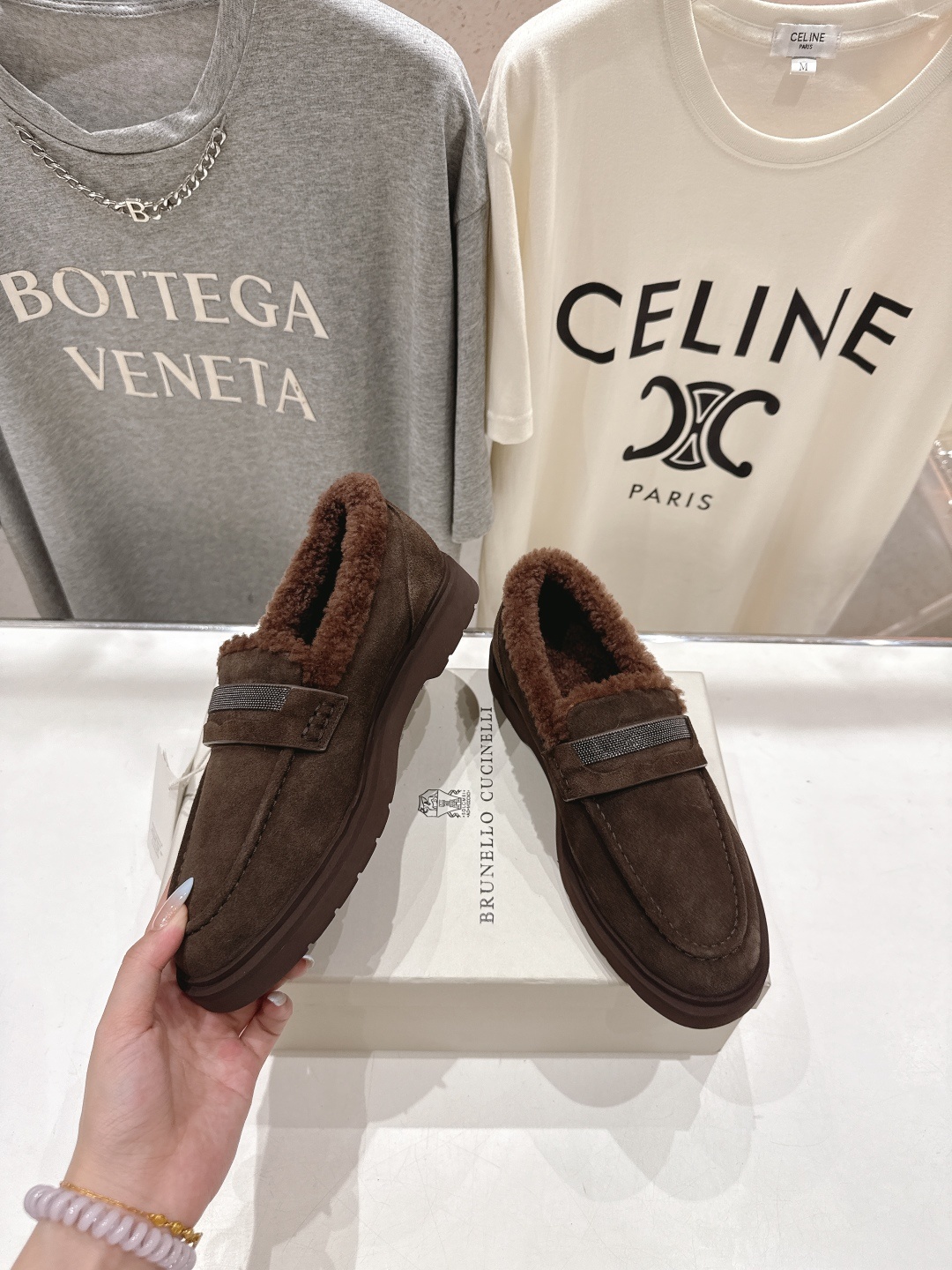 高版本出厂 毛里 Brunello Cucinelli 新款BC秋冬新款羊毛里一脚蹬乐福鞋休闲鞋,市场高