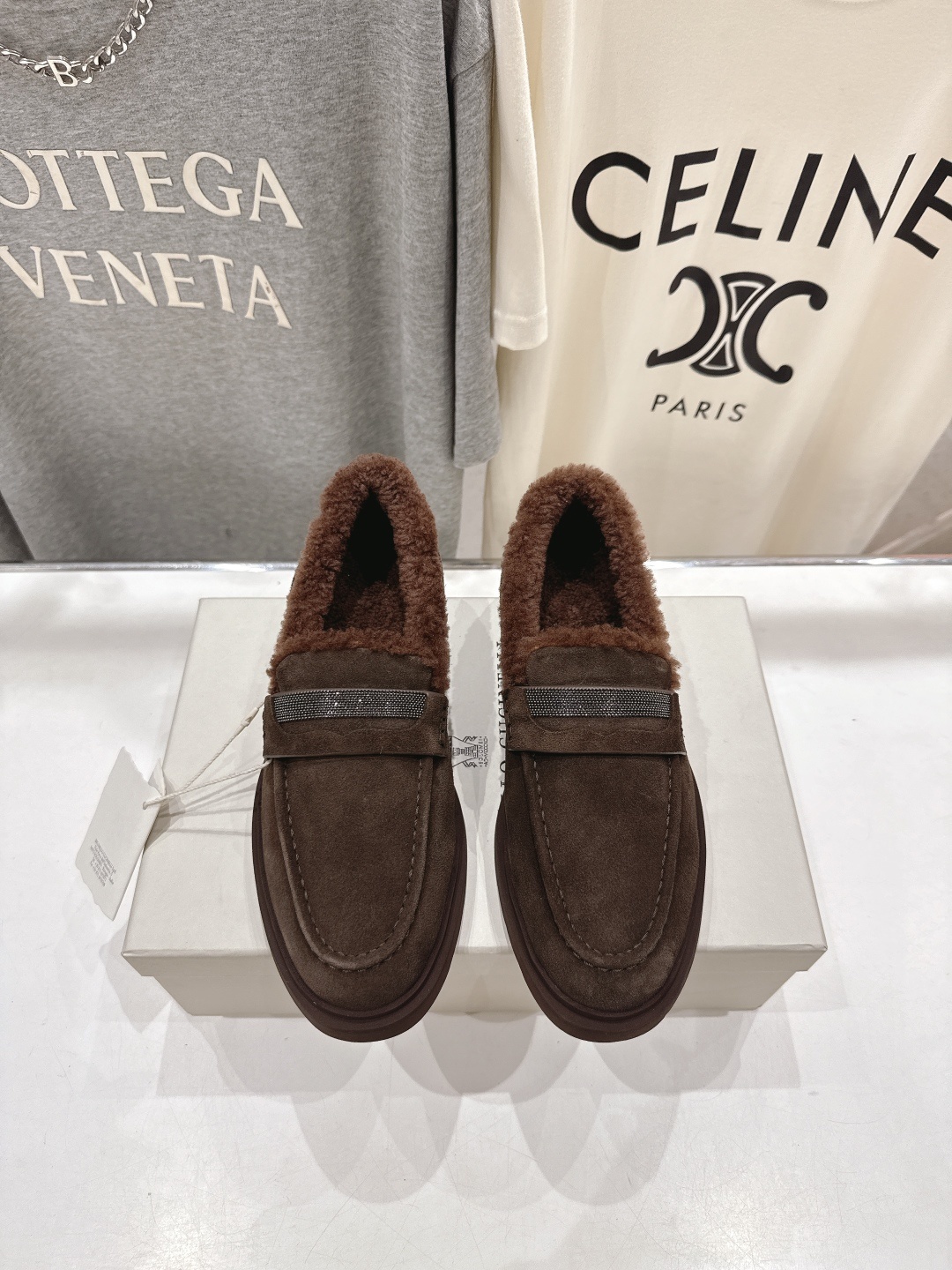 高版本出厂 毛里 Brunello Cucinelli 新款BC秋冬新款羊毛里一脚蹬乐福鞋休闲鞋,市场高