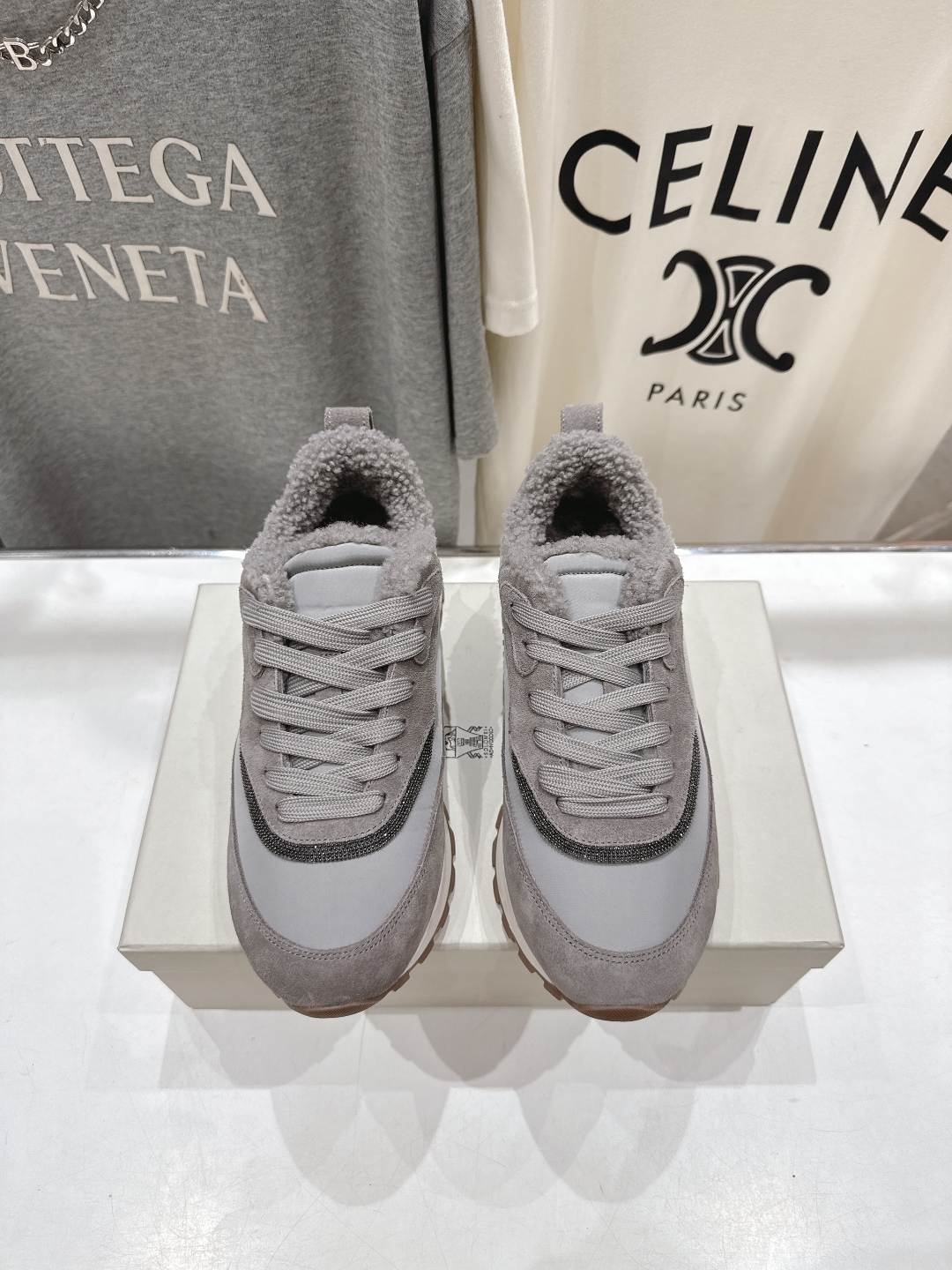 高版本出厂 毛里 Brunello Cucinelli 新款BC秋冬羊毛里厚底休闲运动鞋，市场高版本BC