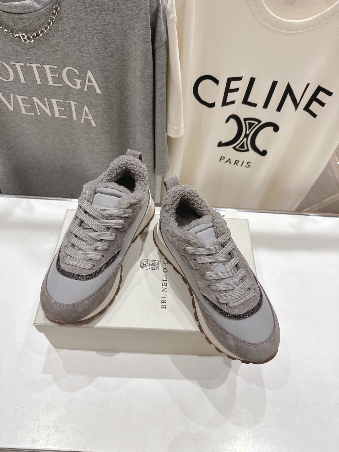 高版本出厂 毛里 Brunello Cucinelli 新款BC秋冬羊毛里厚底休闲运动鞋，市场高版本BC